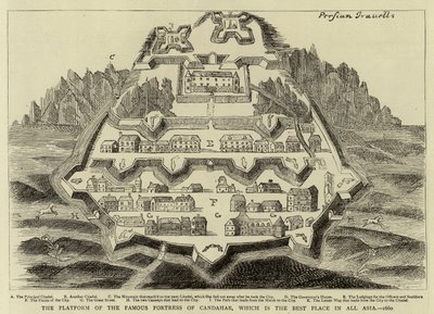 Die Plattform der berühmten Festung Candahar, die der beste Ort in ganz Asien ist, 1660 von English School